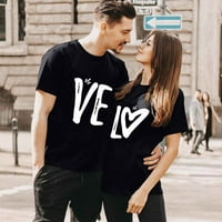 Yueulianxi košulje za parove ženske majice bluza Valentines Dan kratkih rukava Ljubav s tiskanim majicama vrhovi pokloni za parove