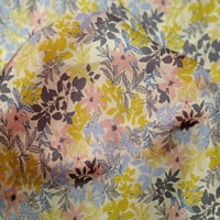 Onuone svilena tabby svijetlo žuta tkanina od lišća i cvjetnog umjetničkog šivaćeg materijala za ispis tkanina sa dvorištem širom