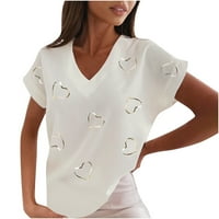 yinguo dame bluze v izrez T majice Trendy tiskani tee udobna odjeća Ležerne košulje za žene ljetne kratkih rukava