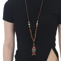 Ocivier Nova ogrlica Bohemian Wood privjesak na privjesku ogrlica duga ogrlica koja nosi nakit drvene
