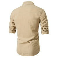 Gasue Solid Boja Muška majica Dugi rukava Modna meka Henryji košulja Udobne putovanja Hodnici Khaki, L