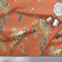 Soimoi narančasta baršunad tkanina crna bobica i žuta vrapca za ptice otisnuta tkaninu širine