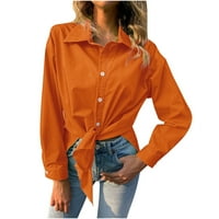 Cvjetni bluze za ženska majica s dugim rukavima Jednosmjerna i nepravilna ham Cardigana bluza narandžasta L