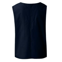 Žene Lmitation Posteljina majica Majica V izrez Labavi bluza bez rukava Tee Vest Blue