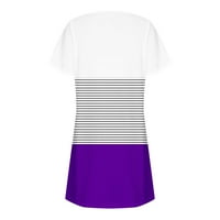Finelylove aktivne haljine Maxi haljina za žene Ljetni a-linijski dugi kratki rukav tiskani purple s