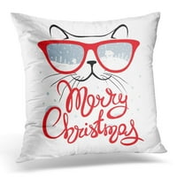 Znakovni božićna mačka u čašima smiješna ručna crtež caligrafy cheshire jastuk jastučni jastuk poklopac
