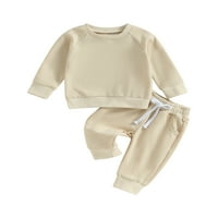 Qinghua Toddler Baby Boys Jesen Zimske odjeće Duks dugih rukava i elastične hlače TrackSit Odjeća od marelice 18-mjeseci