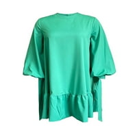 Cindysus ženske kratke haljine čvrste boje mini haljine dugih rukava čipka za partnu posadu Crt green 2xl