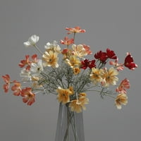 Sretan datum umjetnog cvijeća, Flowers Flowers Silk 6-glava tkanina Daisies Lifeličan cvijet savršen za DIY unutarnji vanjski kućni kuhinjski uredski stolni centri za vjenčanje