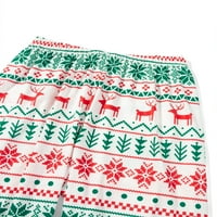 Suaumret veseli božićni pidžami Porodica podudaranje crtanih elk vrhova elastičnih struka hlače za spavanje PJS noćna odjeća zelena mama-s