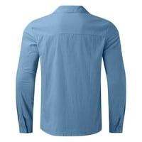 Muška košulja za ispis s prednjim gumb Kratki rukav Redovna fit Summer Casual majice Gorke Haljine Svijetlo plava M