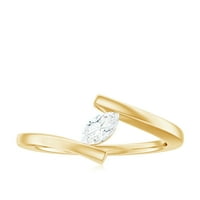 Markizni u obliku solitaire Moissite bypass zaručnički prsten, 14k žuto zlato, SAD 7.00