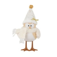 Kiskick Božić užarena ptica sa pletenim plišanim šal i šeširom - za višekratnu pomoćnu dekoraciju, osvjetljavajući
