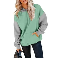 Cuhas Bluze za žene jesen i zimska spajanje pulover Duks s kapuljačom Fleece dugih rukava modna dukserica ženske vrhove zelena 2x