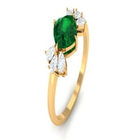 Cut Cut Created Created Smaragd Prsten sa dijamantima - Ocjena AAAA, 14K žuti zlato, SAD 9.00