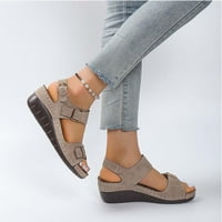 Sawvnm Ženske ljetne modne casual udobne sandale pune boje platforme klina metalne kopče sandale koštaju uštedu sive nas: 5.5