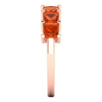 2. CT sjajan princezoni rez simulirani crveni dijamant 18k ružičarski zlatni večni bend sz 6.25