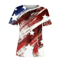Košulje 4. jula za žene Ležerne prilike Vintage American Flag Ispiši kratke majice kratkih rukava