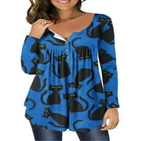 Sanviglor Women majica Henley Crt Majica Dugi rukav Tee Pleated Tunic Bluza Dnendawer Pulover Style K M