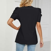 Ženske košulje Žene Ležerne prilike V-izrez Majica s kratkim rukavima, ruffle rukave Loop Top Black XXL
