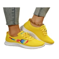 Woobling žene atletska cipela mreža za trčanje cvjetne tenisice dame treneri modni paketir čipkani čipkani prozračni žuti 5
