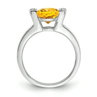 Čvrsti 14K bijeli zlatni ovalni simulirani citrinski i CZ prsten