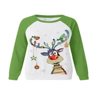Ženska ružna božićna dukserica s dugim rukavima Crewneck pulover vrhove ELK print majica Jumper