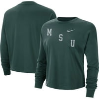 Ženska Nike Green Michigan State Spartans Boxy Varsity majica dugih rukava