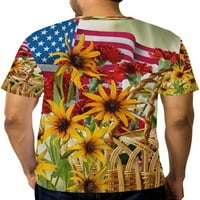 Majica američke zastave i cvijeća za muškarce muške majice s kratkim rukavima s kratkim rukavima