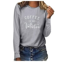 Prodaja Valentine-ove majice za žene Valentinovo slovo tiska za okrugle vrata pulover Raglan rukave majice parovi modna dukserica ženska zgodna bluza siva m