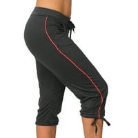 Ženske kauzalne joge Capri hlače Visoko stručni čepovi Stretch treneri treniraju jogger hlače sa džepovima, crna, l