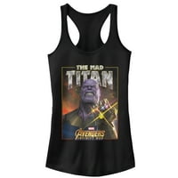 Junior's Marvel Avengers: Osvetnici: Infinity War Mad Titan Thanos Racerback Tank Top Crna