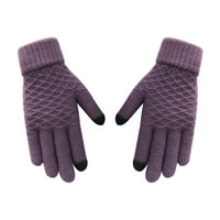 Yesay zimske debele tople žene pletene rukavice puni prst Student za dodir za dodir mittens-ljubičaste