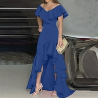 Žene Haljine Maxi V-izrez kratki rukav haljina od tiskane maxi ljetne ženske haljine plave 2xl