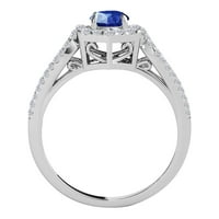 Aonejewelry 1. Carat TTW Halo Sapphire i dijamantski zaručnički prsten izrađen u 14K čvrstog bijelog zlata