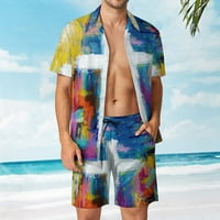 Cuoff Hawaiian Odjeća za odmor Men Set, Muškarci Set Outfit Beach Dugme Down majica i pantski set Summer Hawaii Seaside Holiday Beach Digital 3D povremeni odjeća