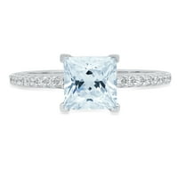 1.66ct Princess rez prirodni švicarski plavi topaz 18k bijelo zlato Angažovanje prstena veličine 4,25