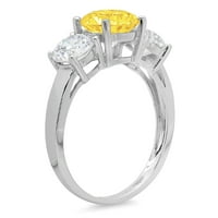 3. CT sjajan okrugli rez Clear Simulirani dijamant 18k bijelo zlato Trokratni prsten SZ 3.75