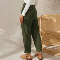 Mortilo pantalone za žene, džepovi za koludije, obrezane ravne hlače za noge Elegantne casual gležnjače Travelne hlače Žene zelene m