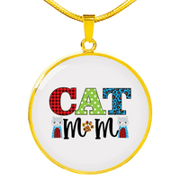 Mačka mama bijela krug ogrlica od nehrđajućeg čelika ili 18K zlato 18-22