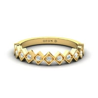 14kt Personalizirani zlatni prsten, dizajner ružičasti zlatni prsten, prirodni dijamantni tanki prsten, obljetni poklon za njom