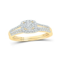 10kt žuto zlato okruglo Diamond Split-Shank Bridal Wedding Bend Set CTTW