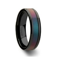 Crni keramički prsten sa vani i plavim ljubičastim bojama promjena boje