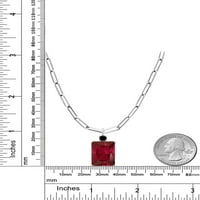 Gem Stone King 20. CT Crvena je stvorena rubin crni dijamantski srebrni privjesak sa lancima sa lancima lančanim lancem sa Extender-om