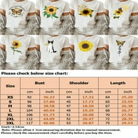Sanviglor Dame Ljetni vrhovi kratki rukav majica Sunflower Print majica Mekani tee Radni pulover White-F 3XL
