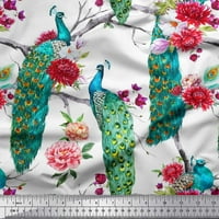 Soimoi pamučna ducka tkanina cvjetna i paun ptica za štampanje tkanine sa dvorištem široko