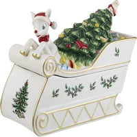 Spode - Kolekcija božićnog stabla - Rudolph The Cookie očvrsnuo Crveno nosionici Jar - mjere u 11.5 '' H 7 '' W 12 '' D - Hrana sef