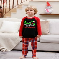 Porodica koja odgovara Božićne pidžame, baby rhoper slovo Green Monster ručno uzorak dugih rukava i plažene hlače Set za spavanje