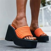 DMQupv Zemljine sandale za žene papuče dame casual solid modne platforme klinovi sandale elastične kaiševe sandale za žene sandale narančaste 8