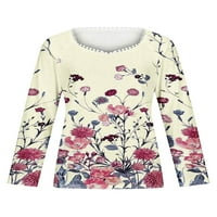 Žene pulover cvjetni vrhovi majica dame dugih rukava labava casual bluza Jumper